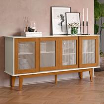 Balcão Buffet Detroit 4 Portas 4 Prateleiras Off White/Nature - Tebarrot