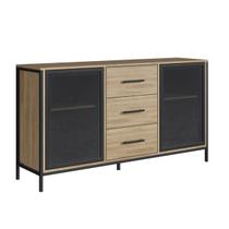 Balcão Buffet Duo Cor Oak e Preto MX1068 Maxicasa Balcão Buffet Duo Cor Oak e Preto MX1068 Maxicasa