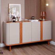 Balcão Buffet Eva 4 Portas 2 Prateleiras Off White/Cinamomo - Cimol Balcão Buffet Eva 4 Portas 2 Prateleiras Off White/Cinamomo - Cimol