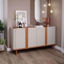 Balcão Buffet Eva 4 Portas 2 Prateleiras Off White/Cinamomo - Cimol Balcão Buffet Eva 4 Portas 2 Prateleiras Off White/Cinamomo - Cimol