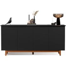 Balcão Buffet Flow 4 Portas Pés Madeira Maciça 163cm Ej Móveis