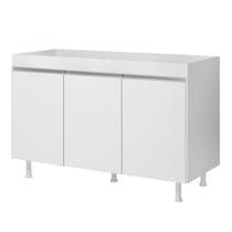 Balcão Buffet Gabinete de Cozinha Lux 119cm 100% MDF Sem Tampo 03 Portas Branco - Desk Design