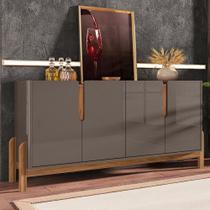 Balcão Buffet Lizz 4 Portas Cinza Perola/Cedro 050518 - Casa D