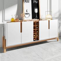 Balcão Buffet Lizz 4 Portas com Adega Branco/Cedro 050520 - Casa D Balcão Buffet Lizz 4 Portas com Adega Branco/Cedro 050520 - Casa D