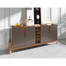Balcão Buffet Lizz com 4 Portas e Adega 1,90 Cinza Pérola/cedro