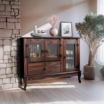 Balcão Buffet Madeira Maciça 3 Portas Imbuia Shop Jm