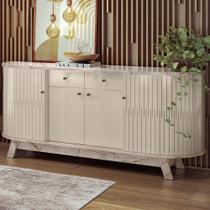 Balcão Buffet Mônaco 4 Portas 2 Gavetas Calacata/Off White - Madetec