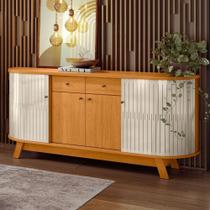 Balcão Buffet Mônaco 4 Portas 2 Gavetas Cinamomo/Off White - Madetec