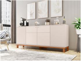 Balcão Buffet Mondriant 4 Portas Ripado 3d Off White/Freijó - Caemmun
