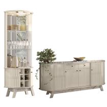Balcão Buffet Mônica 183cm e Cristaleira Melina M01 Calacata/Off White - Mpozenato Balcão Buffet Mônica 183cm e Cristaleira Melina M01 Calacata/Off White - Mpozenato