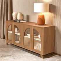 Balcão Buffet Murano 4 Portas com Vidro Cinamomo/Off White - Artely Balcão Buffet Murano 4 Portas com Vidro Cinamomo/Off White - Artely