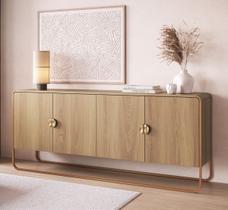 Balcão Buffet Orgânico 180cm 4 Portas Pé Metal Luna Móvel na Caixa