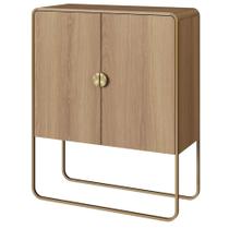 Balcão Buffet Orgânico Luna Artesano 90 cm (larg) em MDP Hanover Duas Portas Base Metal Dourado