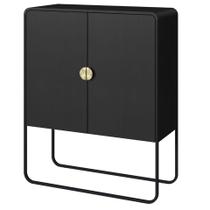 Balcão Buffet Orgânico Luna Artesano 90 cm (larg) em MDP Nero Duas Portas Base Metal Preto Balcão Buffet Orgânico Luna Artesano 90 cm (larg) em MDP Nero Duas Portas Base Metal Preto