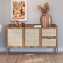 Balcão buffet oslo 139cm 2 portas 2 gavetas base em madeira mdp hanover ou nero - artesano