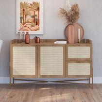 Balcão buffet oslo 139cm 2 portas 2 gavetas base em metal mdp hanover ou nero - artesano