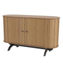 Balcão Buffet Para Sala De Estar Curvo 02 Portas Romagna 130cm D03 Freijó Preto Fosco - Lyam Decor Balcão Buffet Para Sala De Estar Curvo 02 Portas Romagna 130cm D03 Freijó Preto Fosco - Lyam Decor