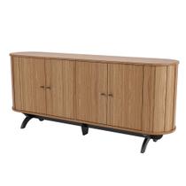 Balcão Buffet Para Sala De Estar Curvo 04 Portas Romagna 180cm D03 Freijó Preto Fosco - Lyam Decor Balcão Buffet Para Sala De Estar Curvo 04 Portas Romagna 180cm D03 Freijó Preto Fosco - Lyam Decor