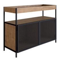 Balcão Buffet Para Sala de Jantar 2 Portas Pés Metálicos York Vermont/Preto - Artesano