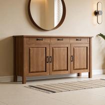 Balcão Buffet Para Sala de Jantar Rústico 145cm Com Cerâmica Maram W02 Imbuia - Lyam Decor