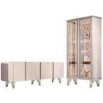 Balcão Buffet Piacente Com Cristaleira Alvora H01 Off White - Mpozenato Balcão Buffet Piacente Com Cristaleira Alvora H01 Off White - Mpozenato