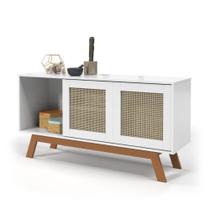 Balcão Buffet Rattan 2 Portas de Correr Branco Ofertamo Móveis