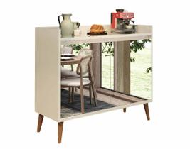 Balcão Buffet Retrô com Espelho Delta 2 Portas Off White - MoveisAqui