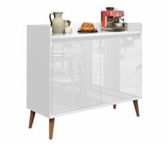 Balcão Buffet Retrô Delta 2 Portas Branco Gloss - MoveisAqui