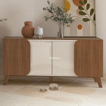 Balcão Buffet Seleto 4 Portas 2 Prateleiras Cedro/Off White - Pnr Móveis Balcão Buffet Seleto 4 Portas 2 Prateleiras Cedro/Off White - Pnr Móveis