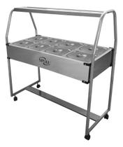 Balcão Buffet Self Service Duplo 8 Cubas De 6 Lts Quentes Térmicas 127v
