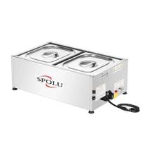 Balcão Buffet Térmico Self Service Bancada 2 Cubas Aço Inox 220v Spolu