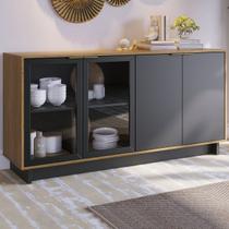 Balcão Buffet Vitoria 4 Portas Noce Milano/Preto Fosco - Colibri Balcão Buffet Vitoria 4 Portas Noce Milano/Preto Fosco - Colibri