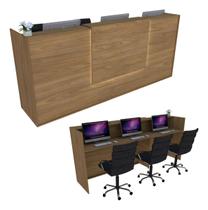 Balcão Caixa 247cm Freijó Syncro - Linha Premium -Modelo 2.1