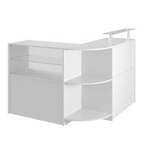 Balcão Caixa Com Vitrine e Prateleira de Vidro Em L Modelo New 134+134 x 95 x 45 cm Comac