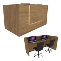 Balcão Caixa em L 187cm Freijó Syncro - LINHA BLACK -Mod 2.1