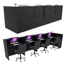 Balcão Caixa em L 450cm Preto - Linha Premium- Mod 1.1