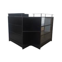 Balcão Caixa + Expositor Vidro 100% Mdf Preto Desmontado - Suprema Móveis Balcão Caixa + Expositor Vidro 100% Mdf Preto Desmontado - Suprema Móveis