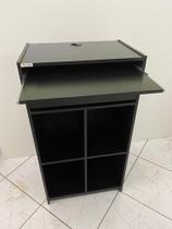 Balcão Caixa Vallet Preto Para Computador Com Porta Teclado Balcão Caixa Vallet Preto Para Computador Com Porta Teclado