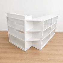 Balcão Caixa Vitrine + 2 Expositores Lojas E Comércios 100% Mdf Branco - Suprema Móveis