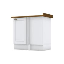 Balcão Canto Reto com Tampo 1 Porta Americana Henn - Branco HP Fosco/Nature Balcão Canto Reto com Tampo 1 Porta Americana Henn - Branco HP Fosco/Nature