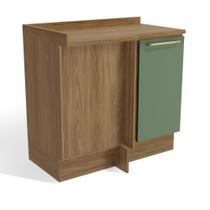 Balcão Canto Reto com Tampo 1 Porta Botanic Kappesberg - Nogueira/Verde Oliva Balcão Canto Reto com Tampo 1 Porta Botanic Kappesberg - Nogueira/Verde Oliva