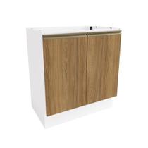 Balcão Celeste Kappesberg 100% MDF 2 Portas Branco/Nogueira 80cm