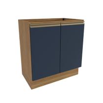 Balcão Celeste Kappesberg 100% MDF 2 Portas Nogueira/Azul 80cm