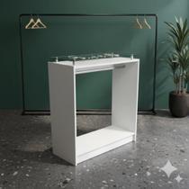 Balcão central para loja expositor arara cabideiro com vidro boutique organizador albergoni branco