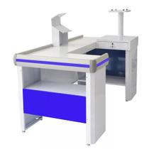 Balcão Check-Out Venâncio 1,5m Azul com Kit CCK15 Balcão Check-Out Venâncio 1,5m Azul com Kit CCK15