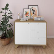 Balcão Com 1 Porta e 3 Gavetas Artany Lugano Cor Olmo com Branco