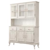 Balcão com Arca Oratório em Madeira Maciça 3 Mais 3 Portas Branco Envelhecido