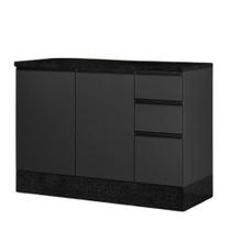 Balcao Com Tampo 120 cm 3 Portas 2 Gavetas Etna Balcao Com Tampo 120 cm 3 Portas 2 Gavetas Etna