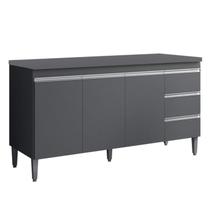 Balcao Com Tampo 150 cm 3 Portas Andreia Cinza REAJL