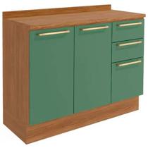 Balcão com Tampo 2 Portas 3 Gavetas 120cm MDP Botanic Kappesberg Balcão com Tampo 2 Portas 3 Gavetas 120cm MDP Botanic Kappesberg